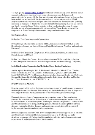 the high quality tissue testing market report