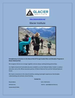 Glacier National Park Guided Hiking Tours, Camps & Education