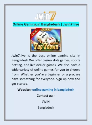 Online Gaming in Bangladesh | Jwin7.live