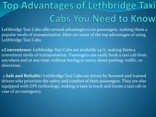 Top Advantages of Lethbridge Taxi Cabs You Need