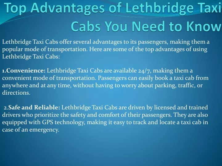 top advantages of lethbridge taxi cabs you need to know