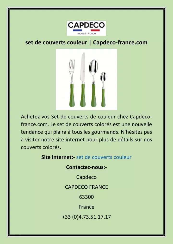 set de couverts couleur capdeco france com