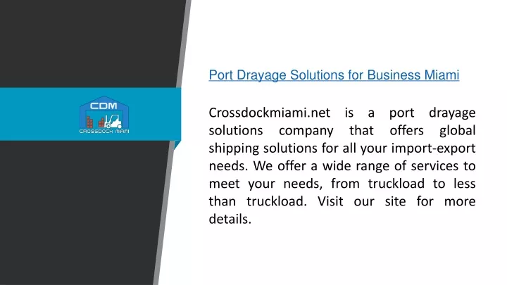 port drayage solutions for business miami