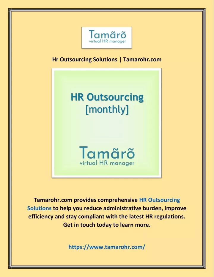 hr outsourcing solutions tamarohr com