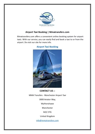 Airport Taxi Booking  Mmatransfers.com