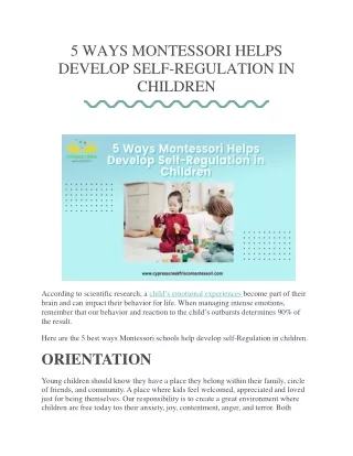 5 Ways Montessori Helps Develop Self-Regulation in Children