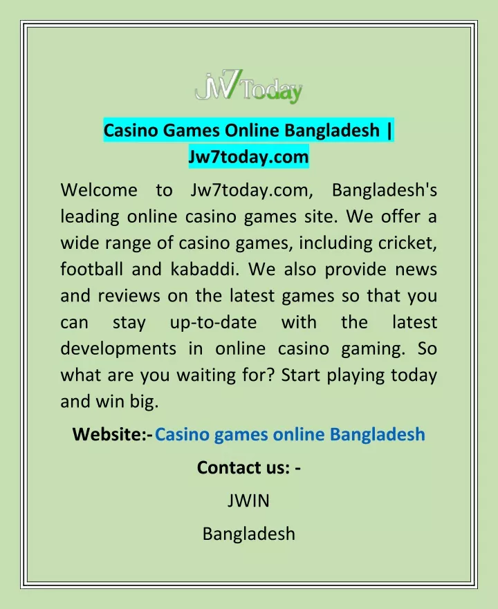 casino games online bangladesh jw7today com