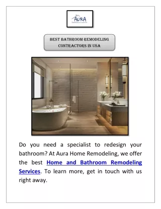 Best Bathroom Remodeling Contractors In USA