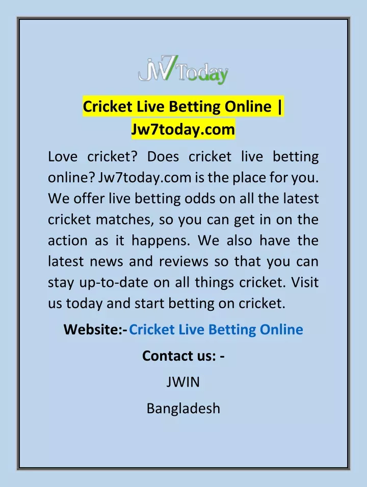 cricket live betting online jw7today com