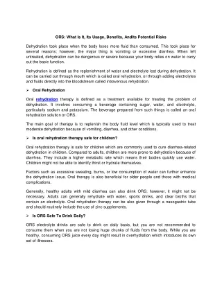 ors what is it its usage benefits andits