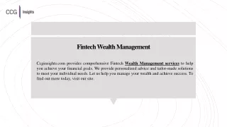 Fintech Wealth Management | Ccginsights.com