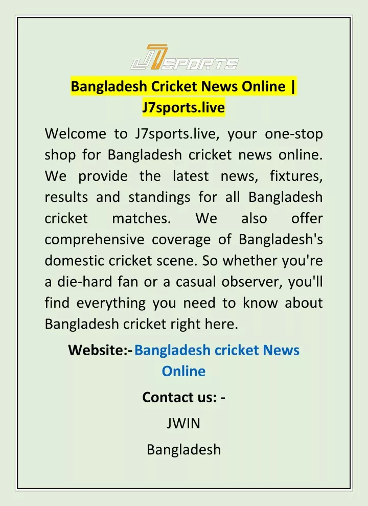 bangladesh cricket news online j7sports live
