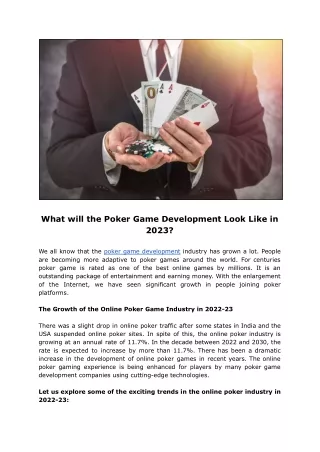 What will the Poker Game Development Look Like in 2023?