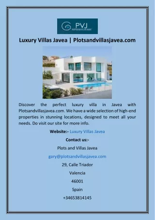 Luxury Villas Javea  Plotsandvillasjavea