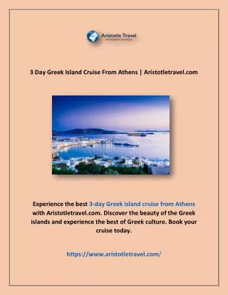 3 Day Greek Island Cruise From Athens | Aristotletravel.com