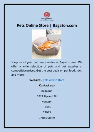 pets online store bagaton com
