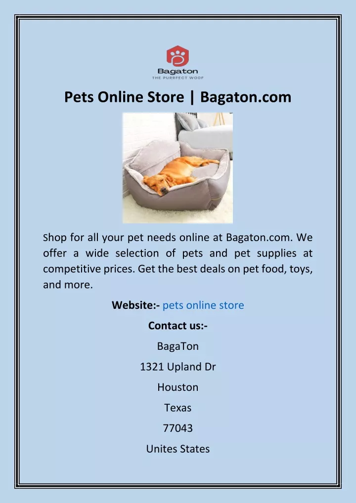 pets online store bagaton com