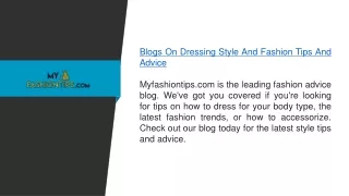 Blogs On Dressing Style And Fashion Tips And Advice  Myfashiontips.com......