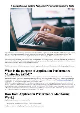 A Comprehensive Guide to Application Performance Monitoring Tools