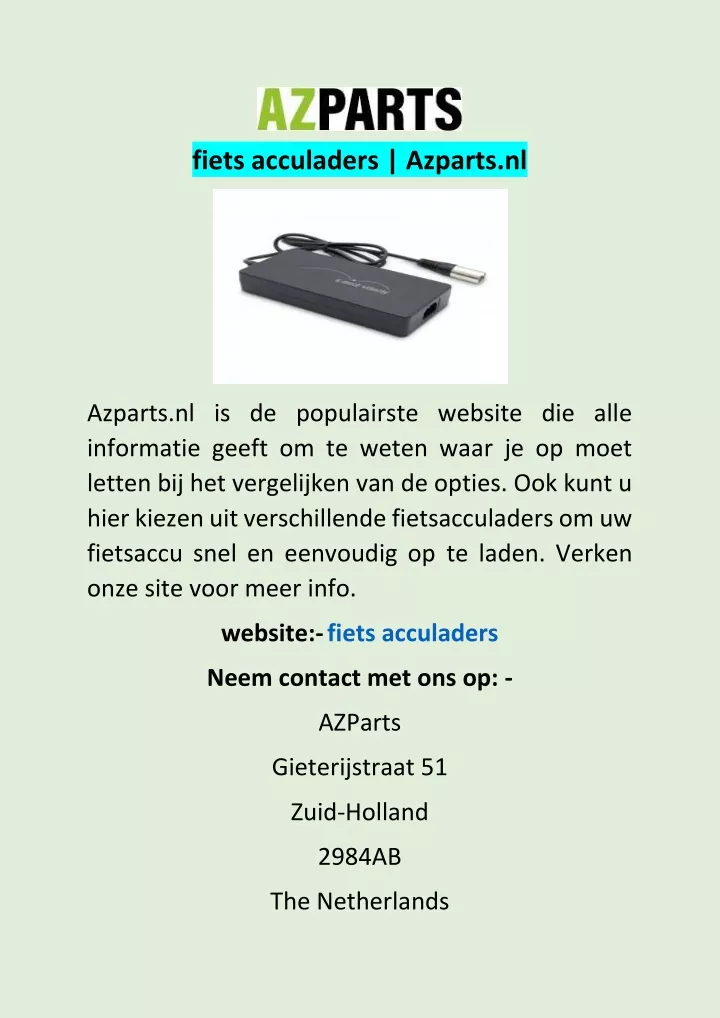 fiets acculaders azparts nl