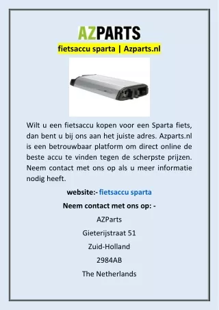 fietsaccu sparta | Azparts.nl