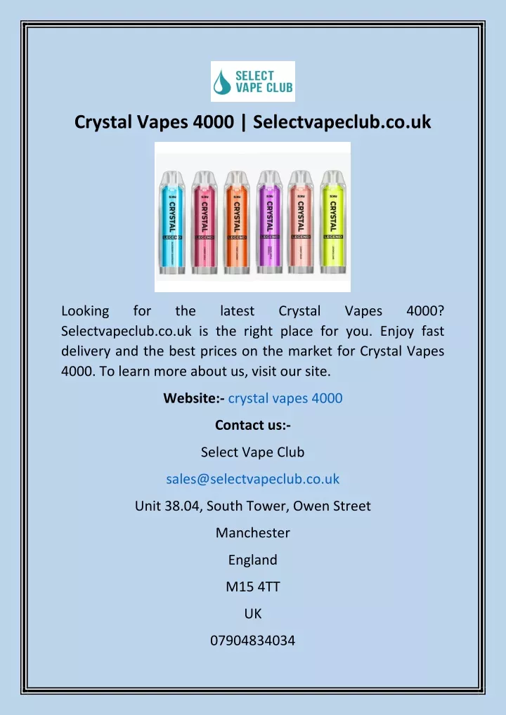 crystal vapes 4000 selectvapeclub co uk