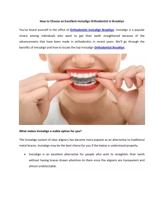 How to Choose an Excellent Invisalign Orthodontist in Brooklyn