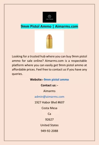 9mm Pistol Ammo | Aimarms.com