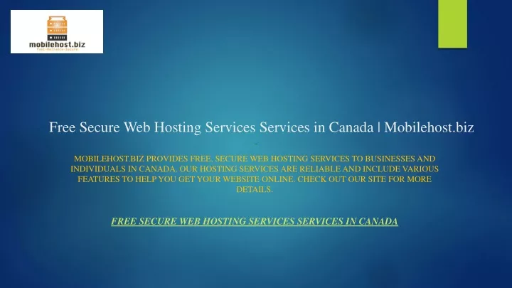 free secure web hosting services services in canada mobilehost biz