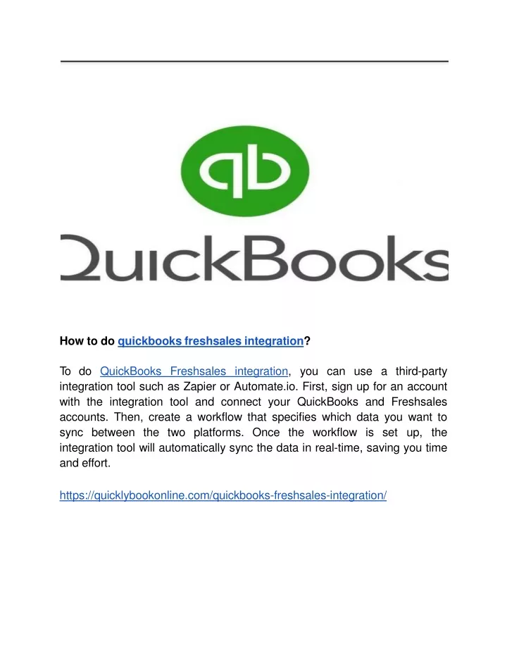 how to do quickbooks freshsales integration