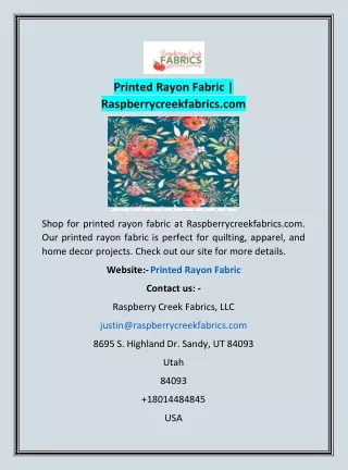 Printed Rayon Fabric | Raspberrycreekfabrics.com