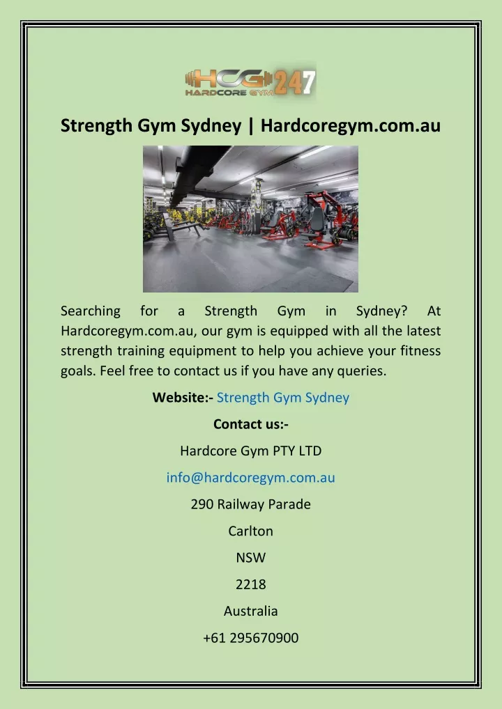 strength gym sydney hardcoregym com au