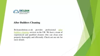 After Builders Cleaning | Ibcleansolutions.co.uk