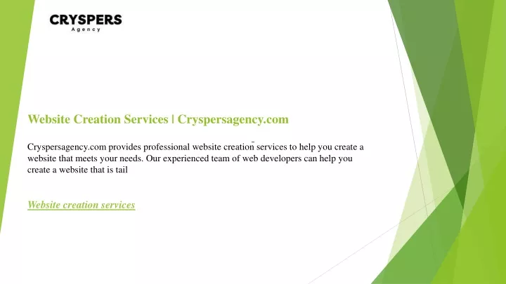 website creation services cryspersagency com