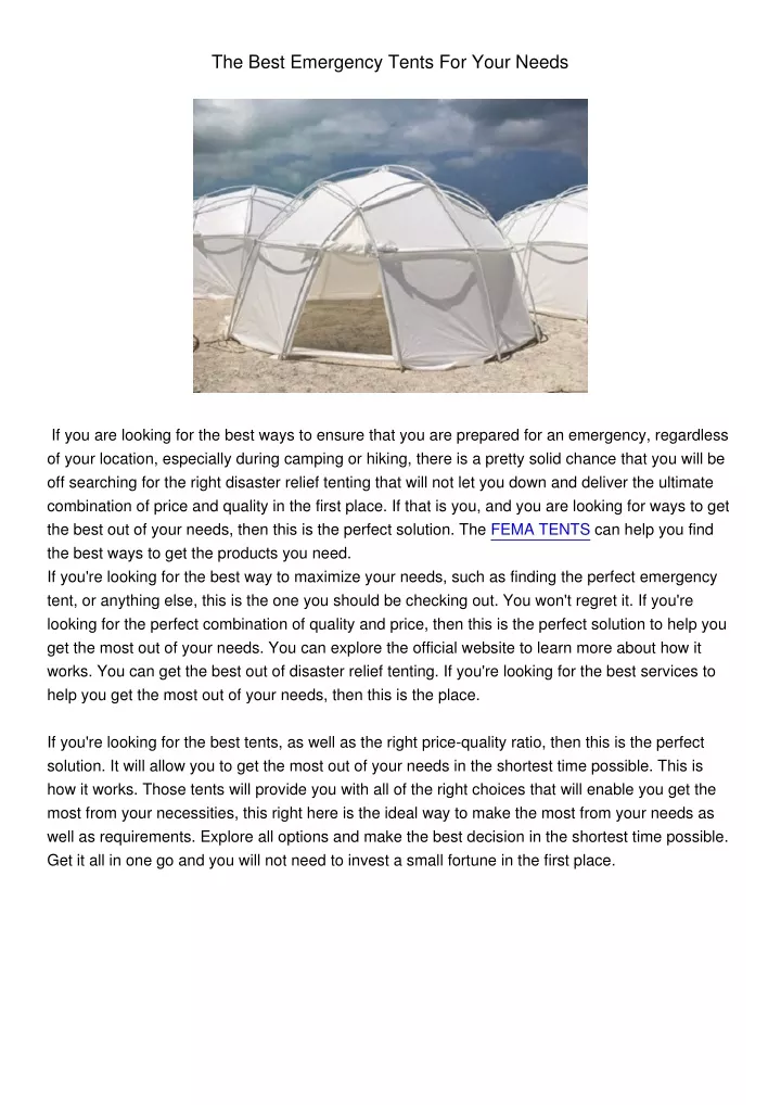 the best emergency tents for your needs