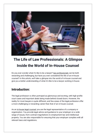 The Life of Law Professionals_ A Glimpse Inside the World of In-House Counsel