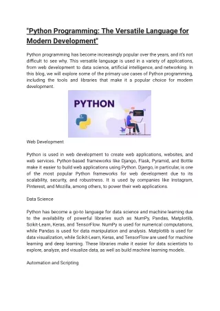 _Python Programming_ The Versatile Language for Modern Development_