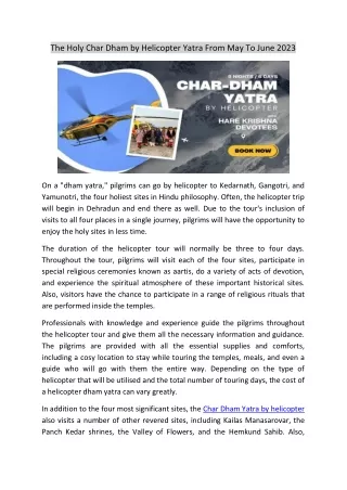 the holy char dham by helicopter yatra from