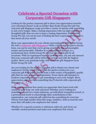 Celebrate a Special Occasion with Corporate Gift Singapore
