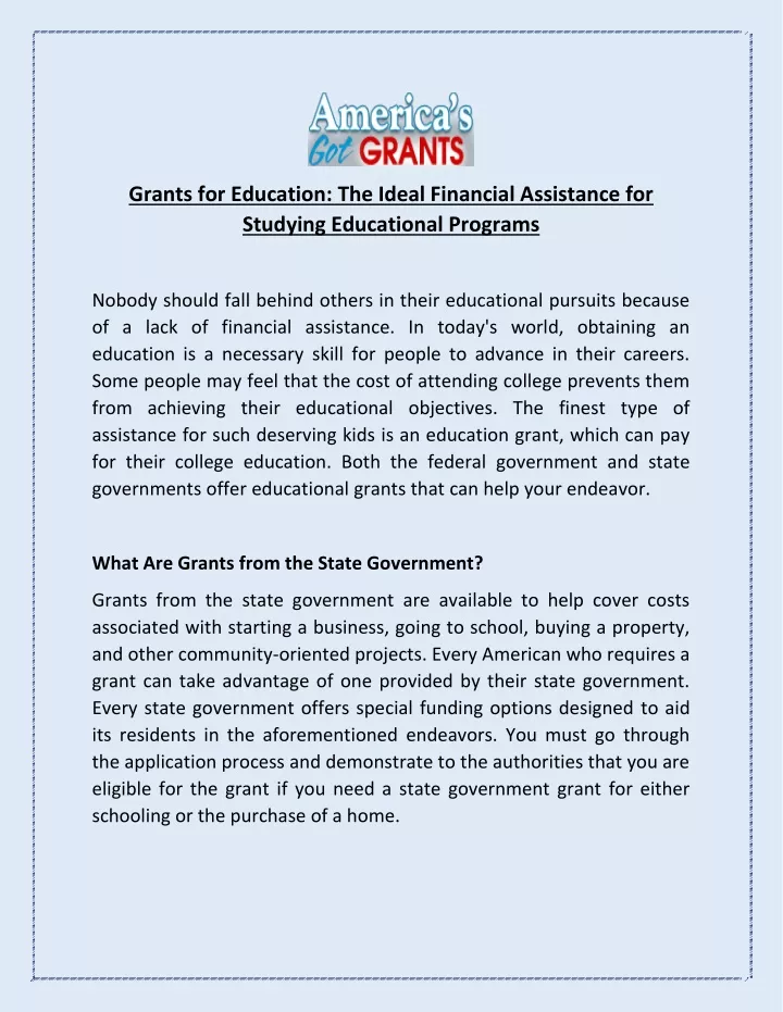 grants for education the ideal financial