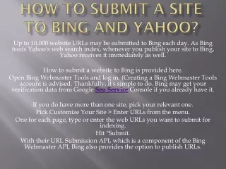 how to submit a site to bing and yahoo