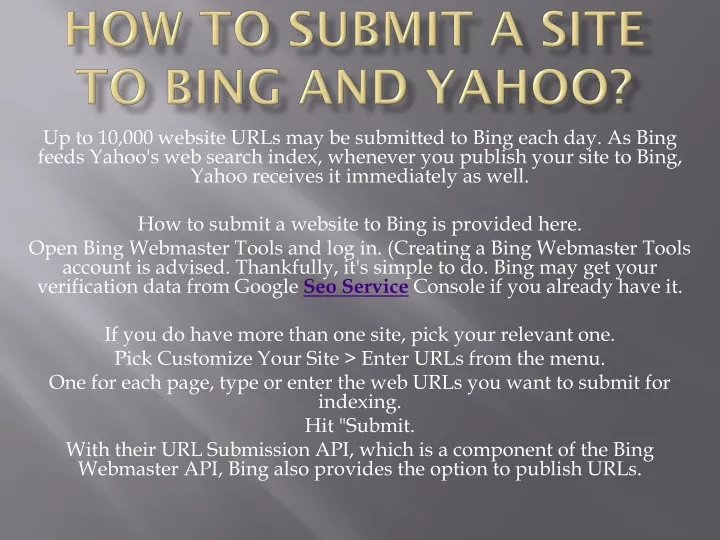 how to submit a site to bing and yahoo