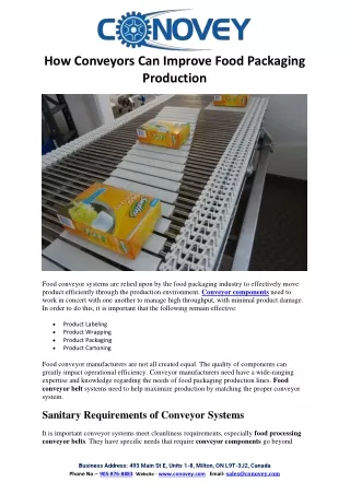 How Conveyors Can Improve Food Packaging Production