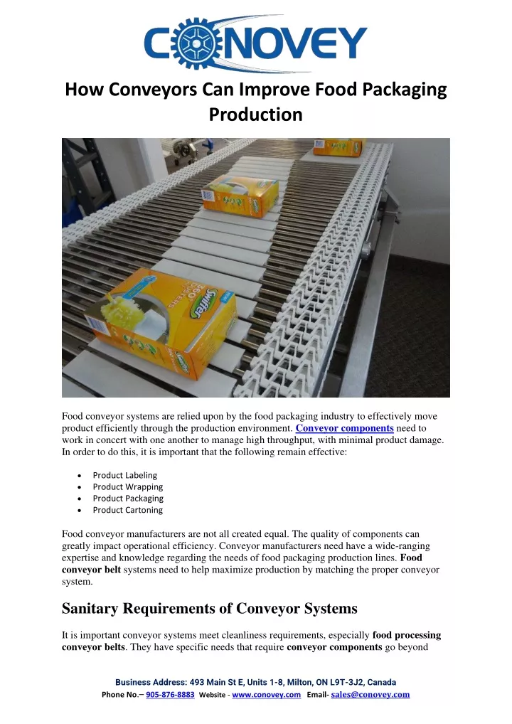 how conveyors can improve food packaging