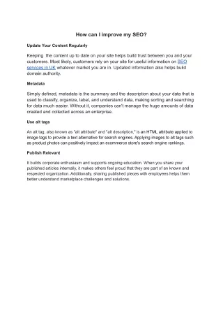 how can i improve my seo