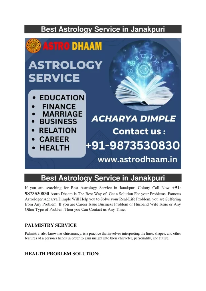 best astrology service in janakpuri