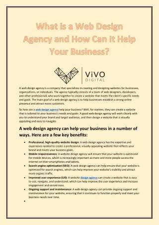Benefits of Working With A Professional Web Design Agency | ViVO Digital