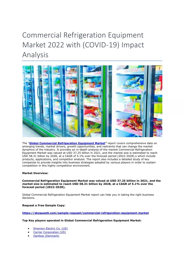 commercial refrigeration equipment market 2022