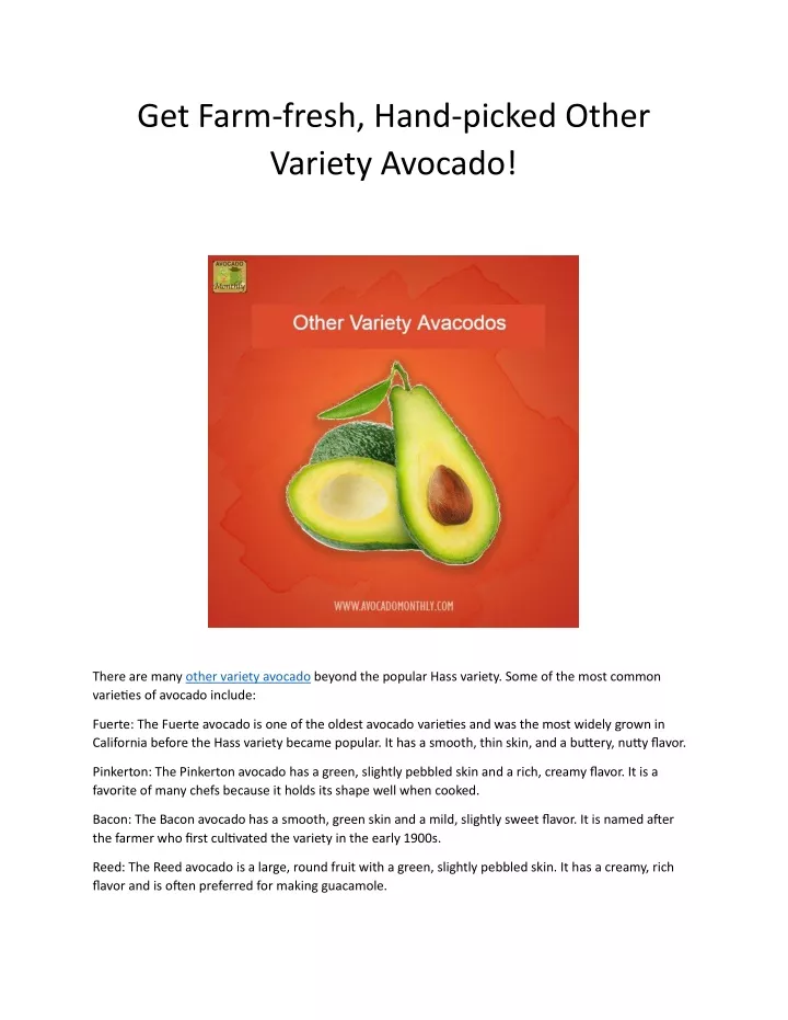 get farm fresh hand picked other variety avocado