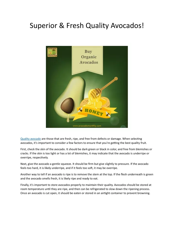 superior fresh quality avocados